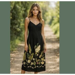 Vintage IOLANI Hawaiian Aloha Dress Black Boho Y2K Tropical 90s Party Floral